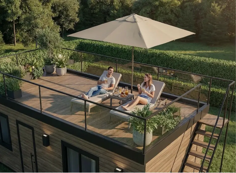 Casa contenedor con terraza